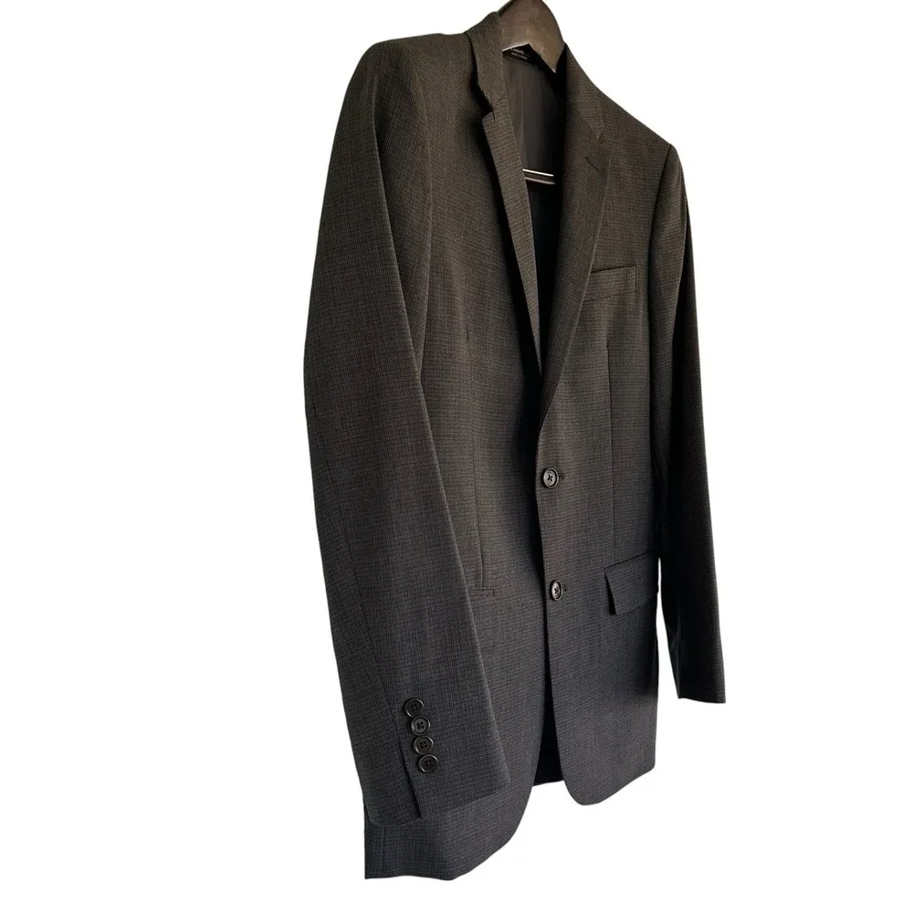 John Varvatos 38R Slim Fit Charcoal Gray Micro Weave Wool Blazer Sport Coat